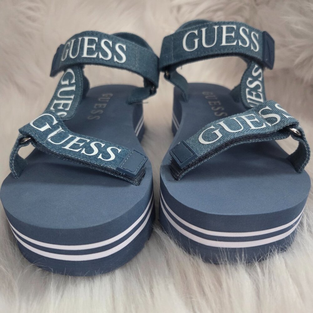NEW GUESS Women's Avin Logo Sport Denim Sandals Size 7.5
